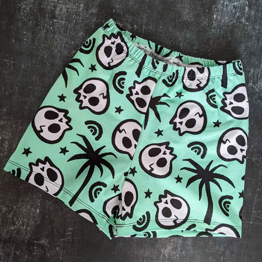 Premade 7-8yrs - Mint Skull Shorts